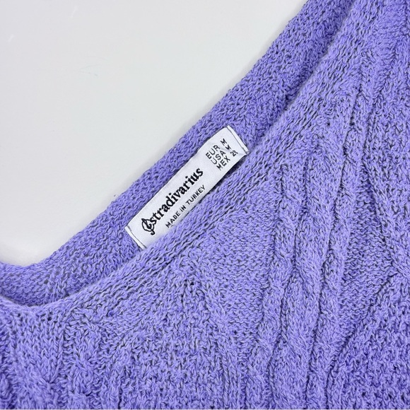 Stradivarius Lilac Cable Knit Cami Top Violet Knit Tank Made in Turkey Boutique - Picture 4 of 6